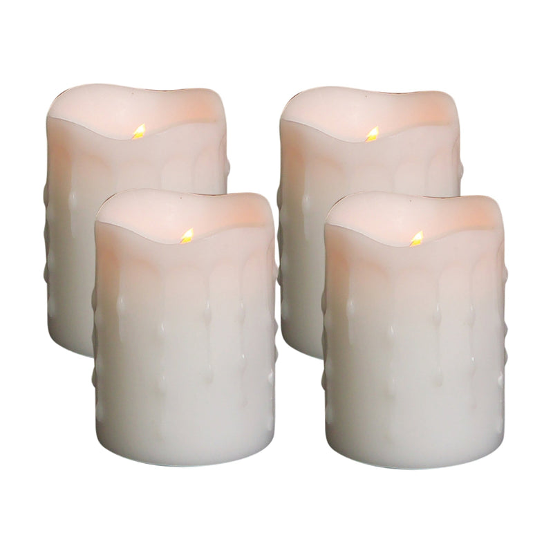 LED Drip Wax Pillar Candles Set of 4