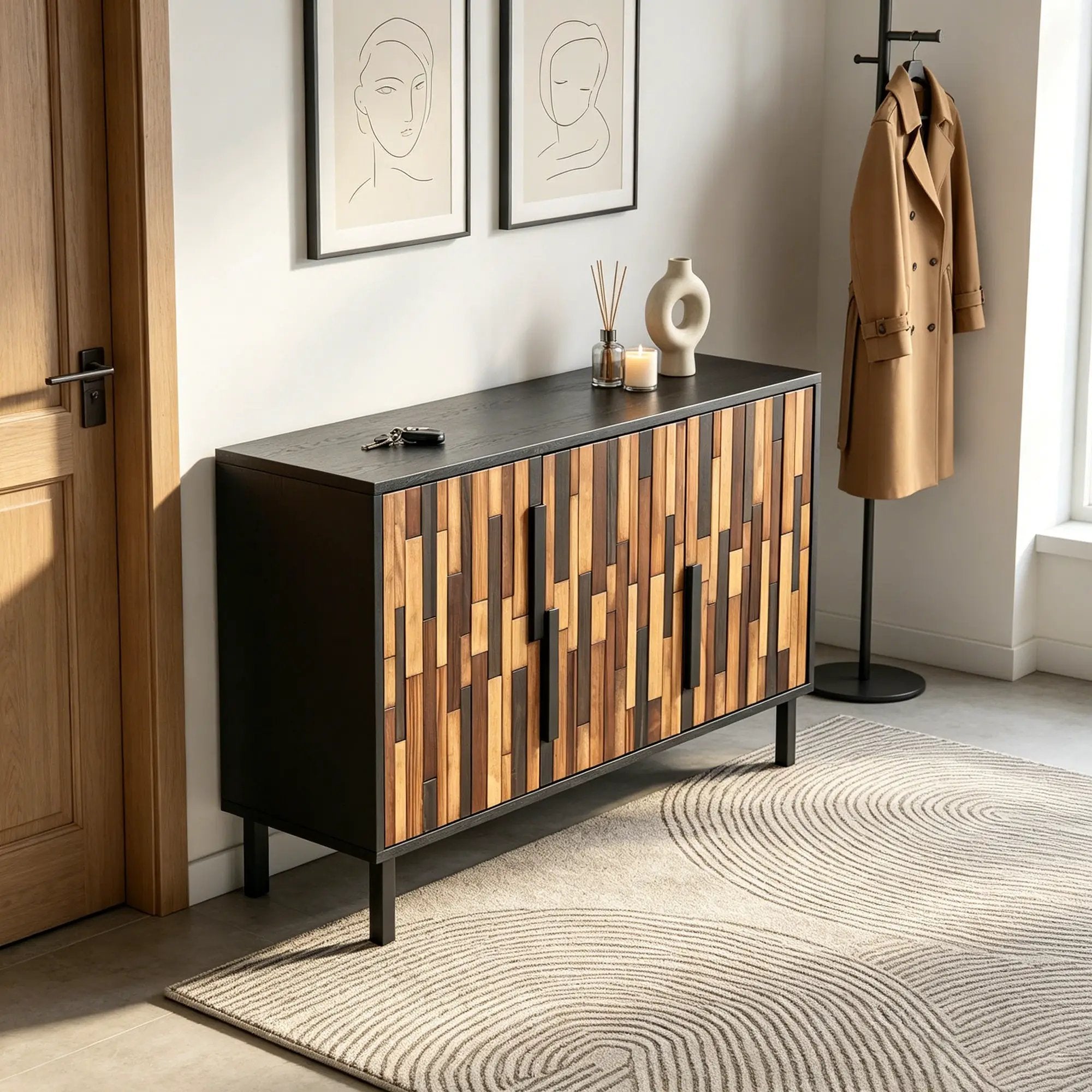 Farmhouse Rustic Sideboard With Straight Wood Pattern by HouseOfZazla