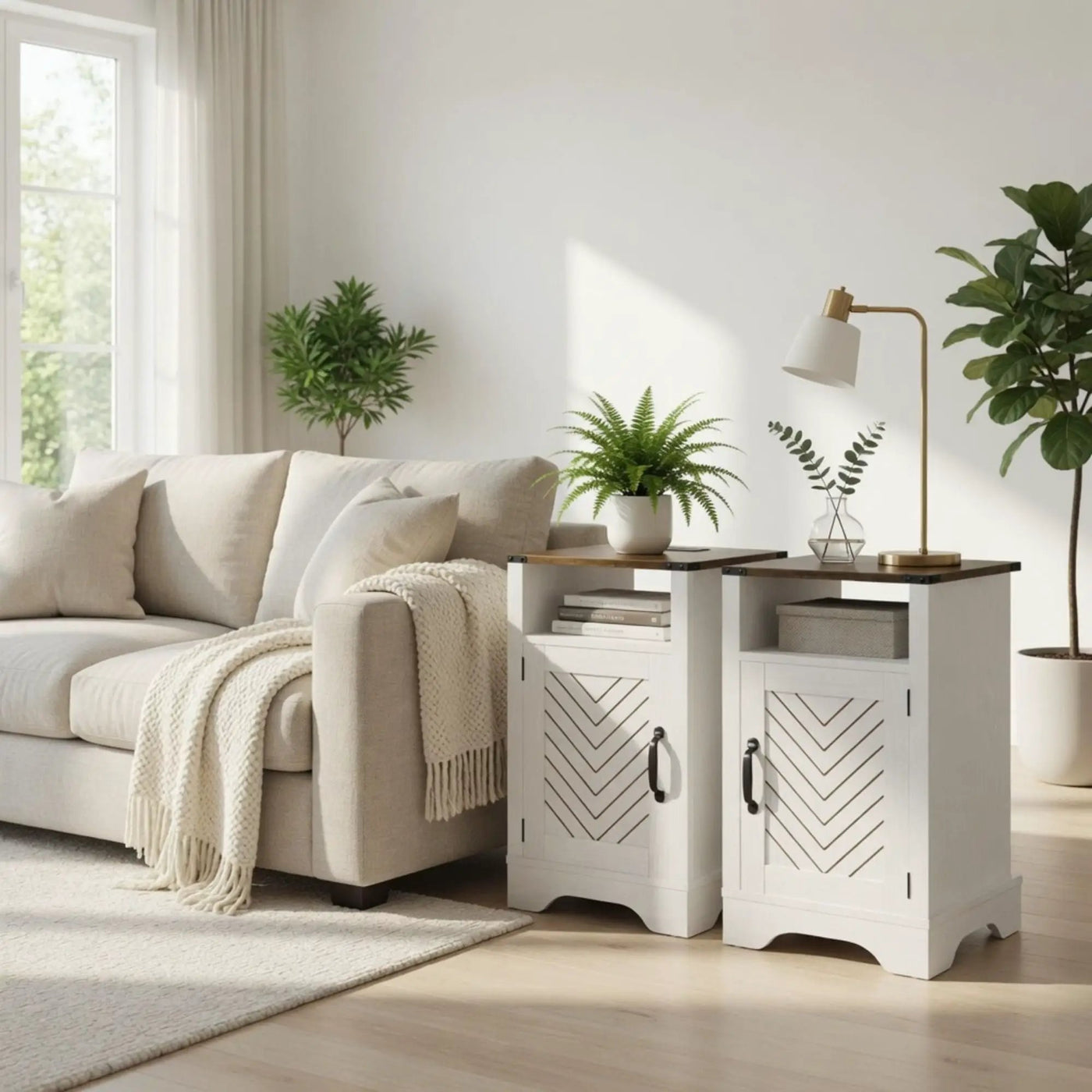 Farmhouse Nightstand With Charging Station & Storage by HouseOfZazla