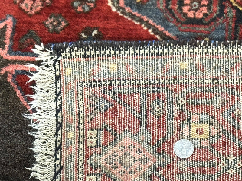Antique Persian Tribal Rug 5x7, Geometric Wool Carpet, Kurdish Senneh Rug by Jewel Rugs