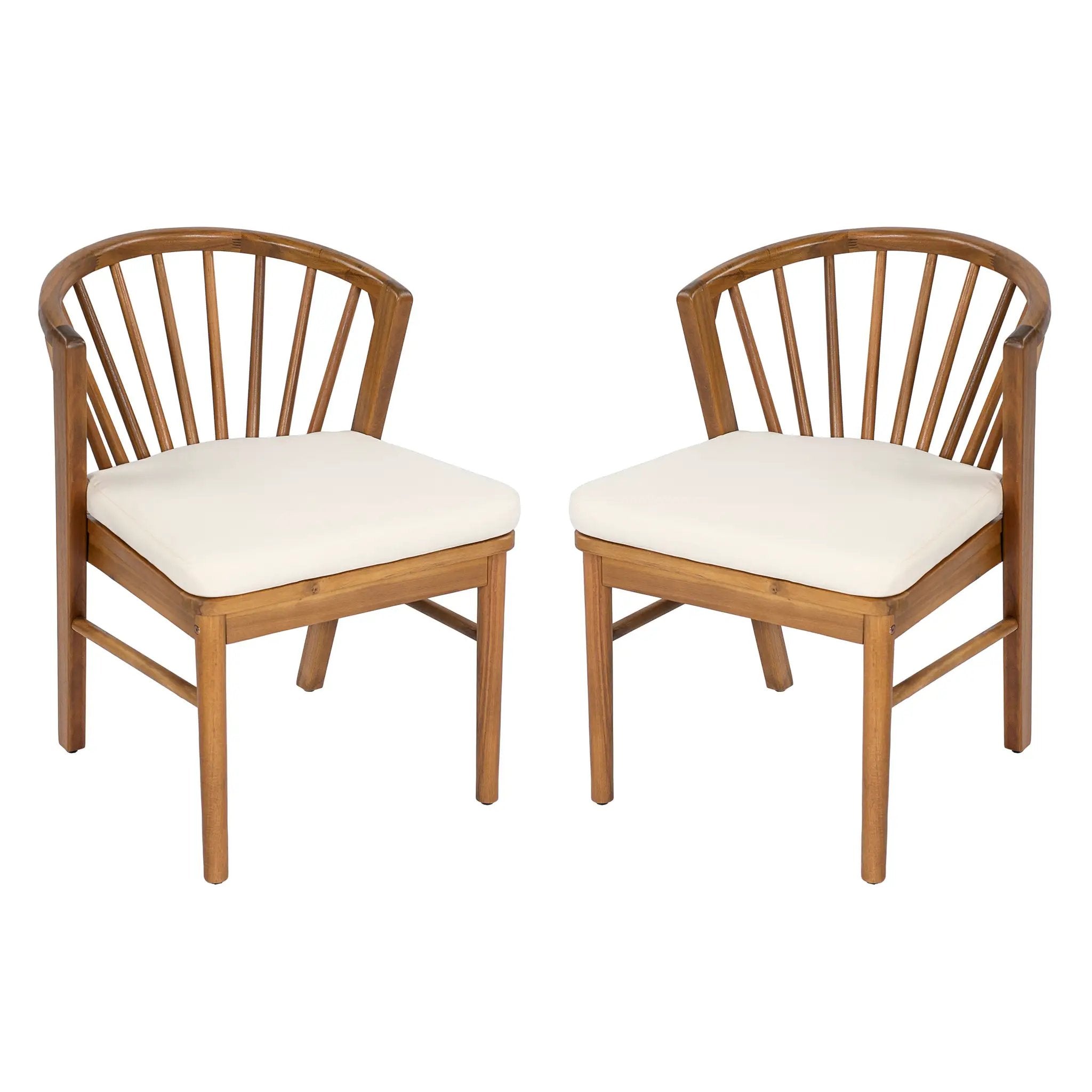 Outdoor Dining Chairs Set of 2, Acacia Wood Patio Chairs with Cushions by HouseOfZazla