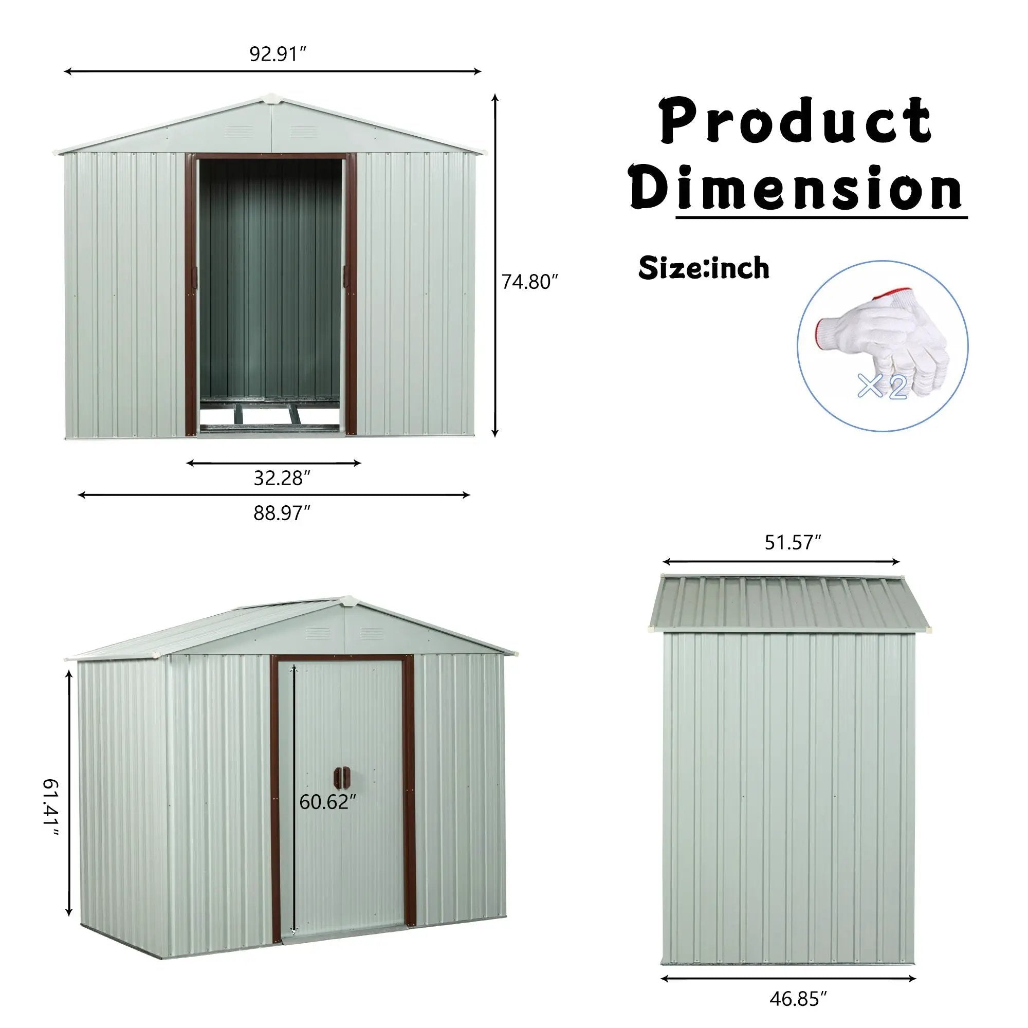 Outdoor Metal Storage Shed Yx48 - White by HouseOfZazla