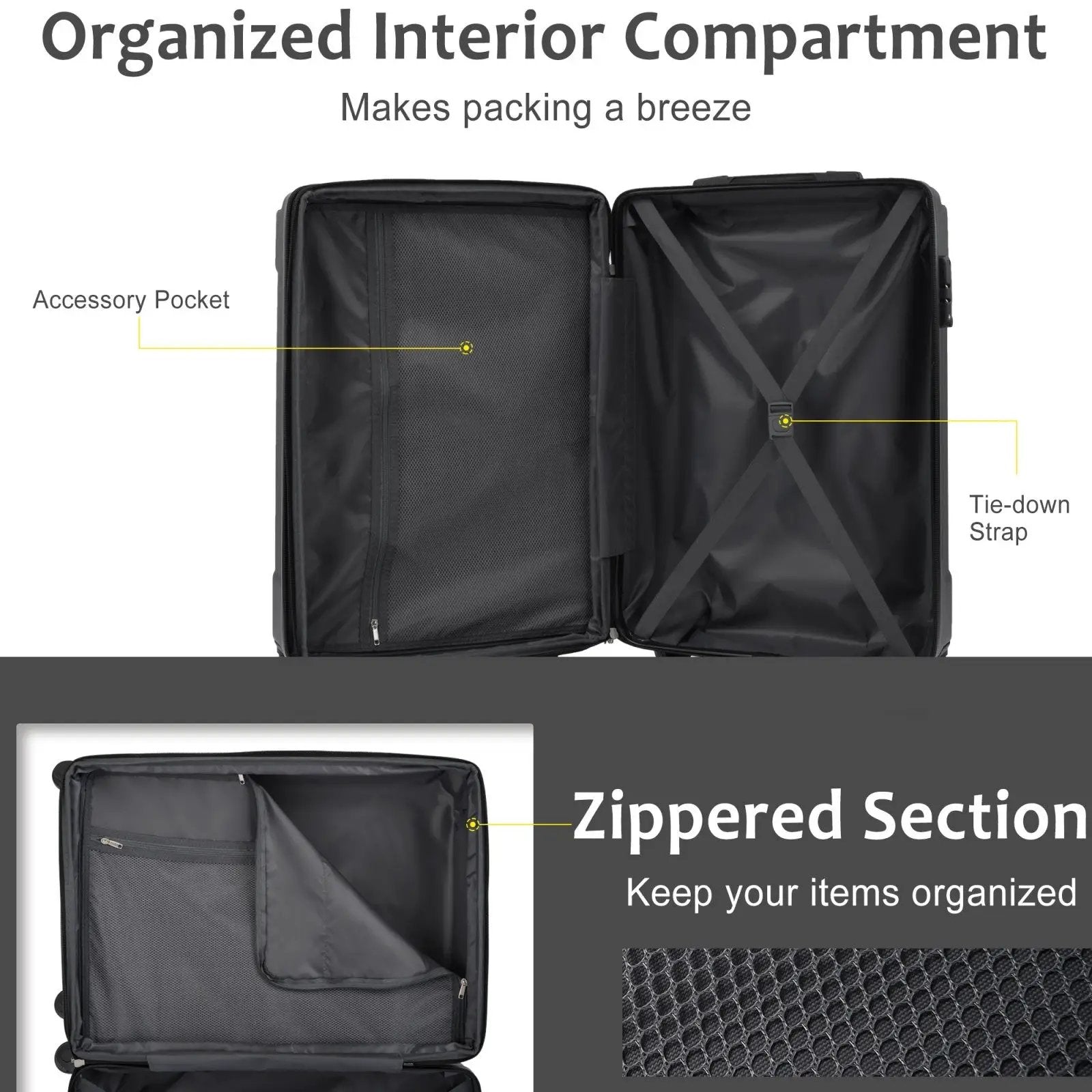 Lightweight Durable ABS Hardshell Luggage by HouseOfZazla