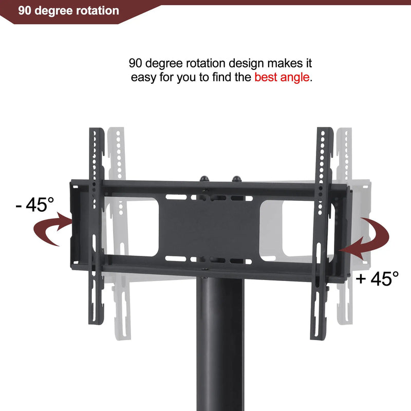 43.3" Multi-Function TV Stand Height Adjustable Bracket Swivel 3 Tier - Black by Unique Piece Furniture