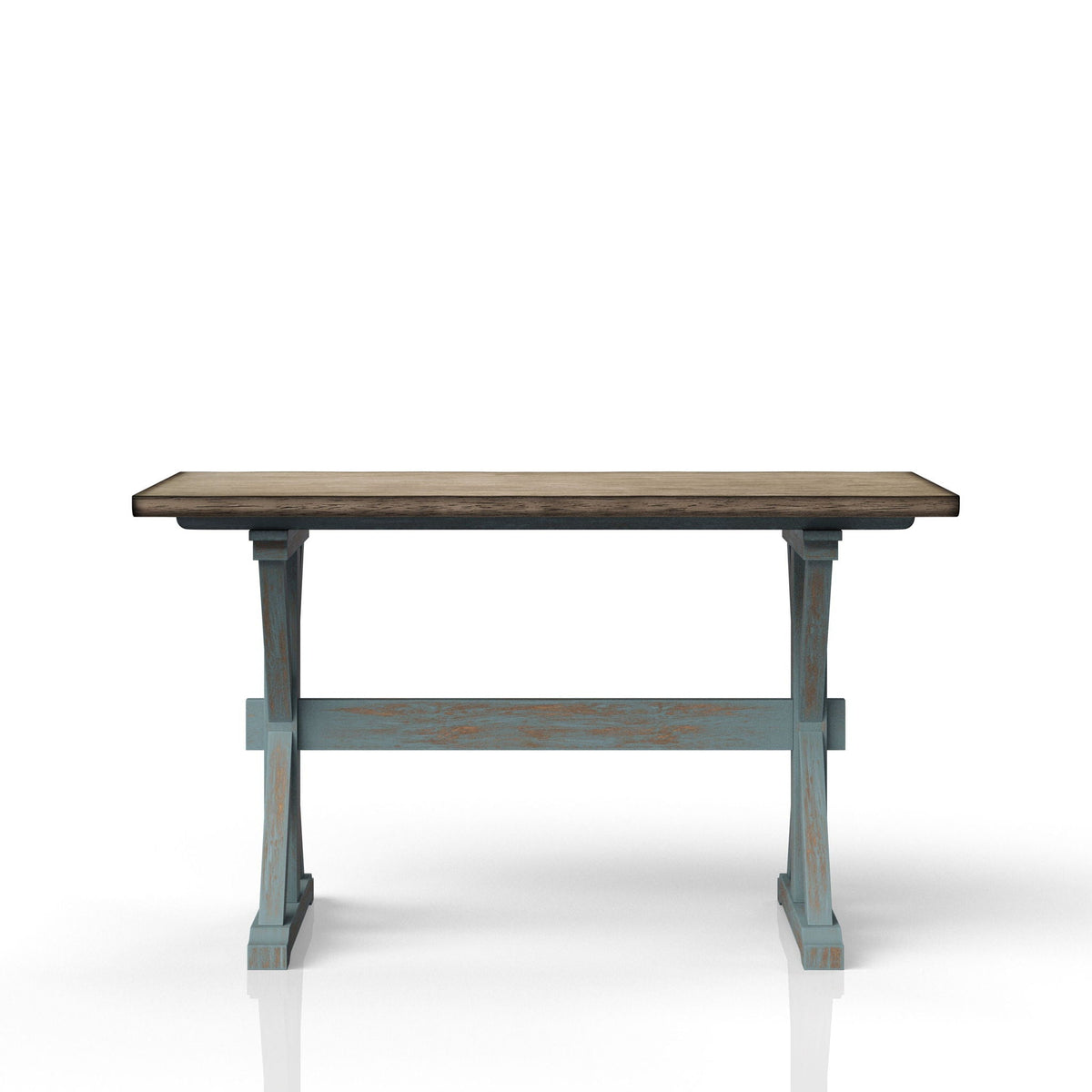 Aqua Blue X-Base Counter Height Dining Table with Solid Wood Construction, photo 3 of 5