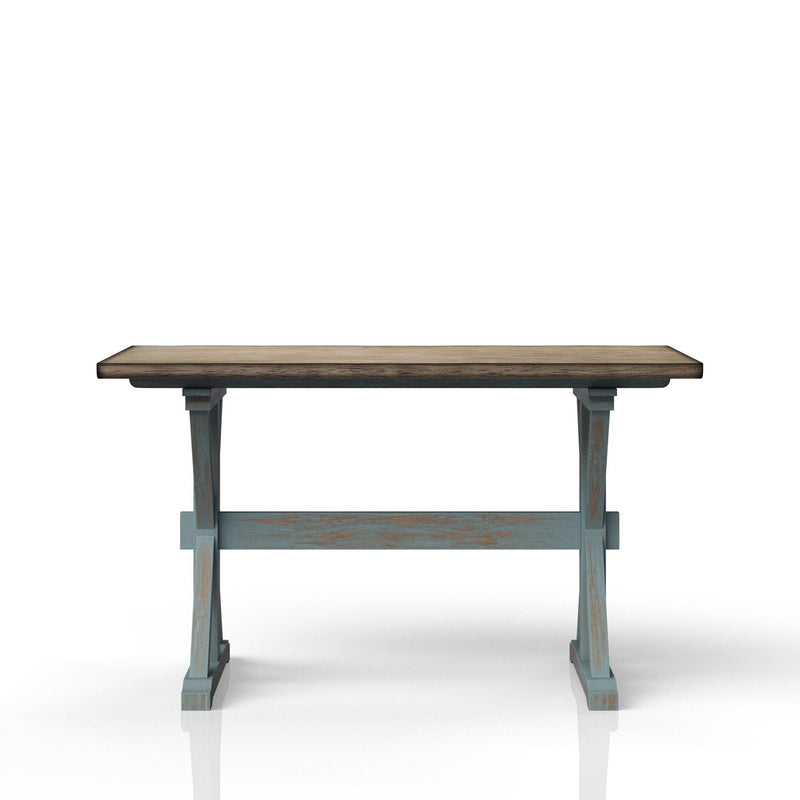 Aqua Blue X-Base Counter Height Dining Table with Solid Wood Construction, photo 3 of 5