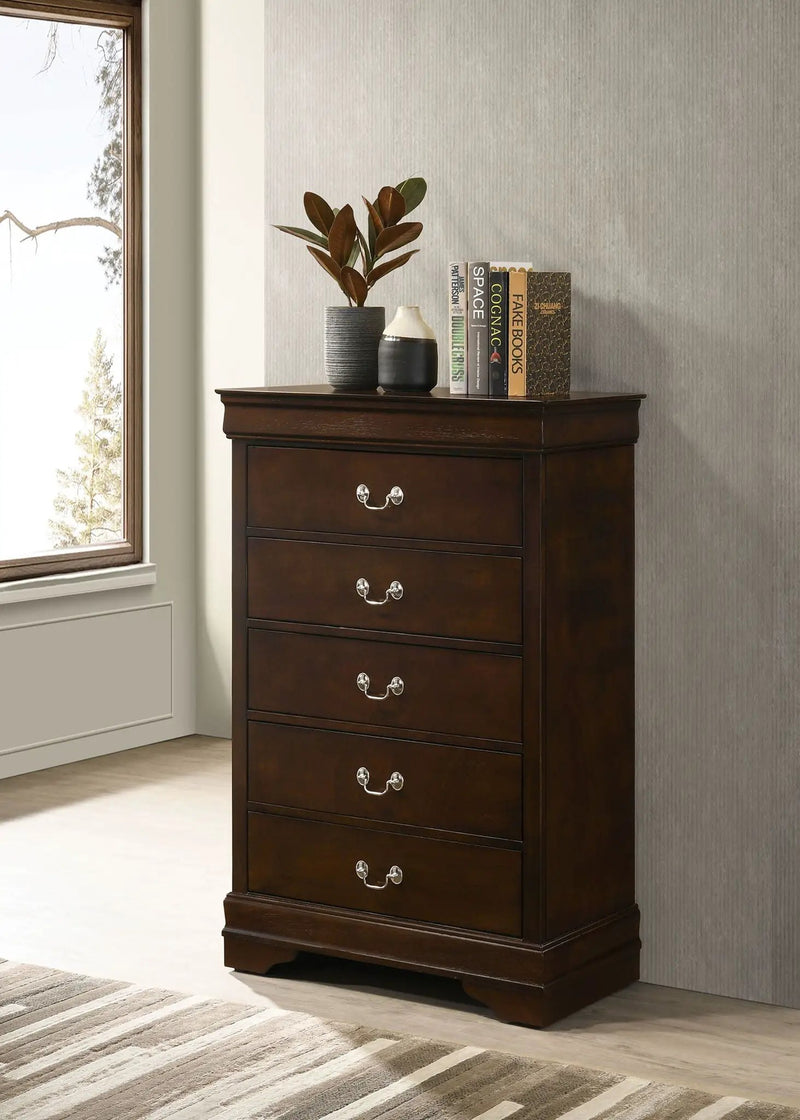 Louis Philippe 5-drawer Bedroom Chest Cappuccino by Unique Piece Furniture