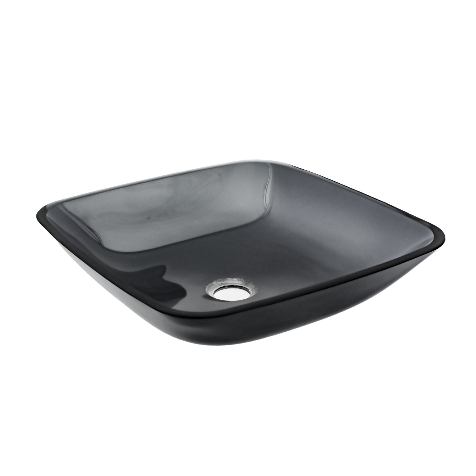 Square Vessel Sink For Bathroom, Above Counter Design With Pop Up Drain, Smooth Rounded Edges - Gray by HouseOfZazla