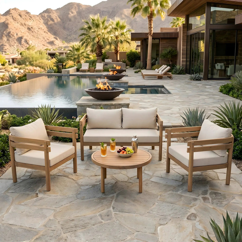 4-Piece Acacia Wood Patio Furniture Set by HouseOfZazla