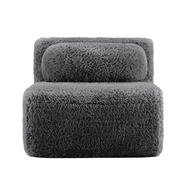 Aviana Armless Sofa With Pillow Plush Fabric - Dark