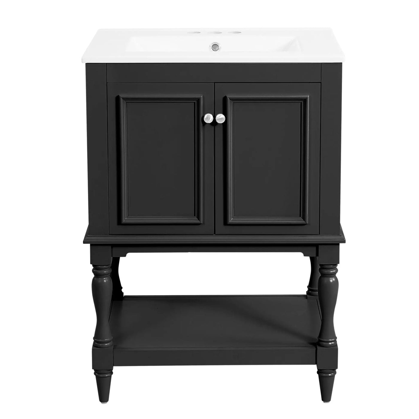 Modern Bathroom Vanity With Sink, Rectangular Cabinet With Open Shelf And Closed Storage by HouseOfZazla