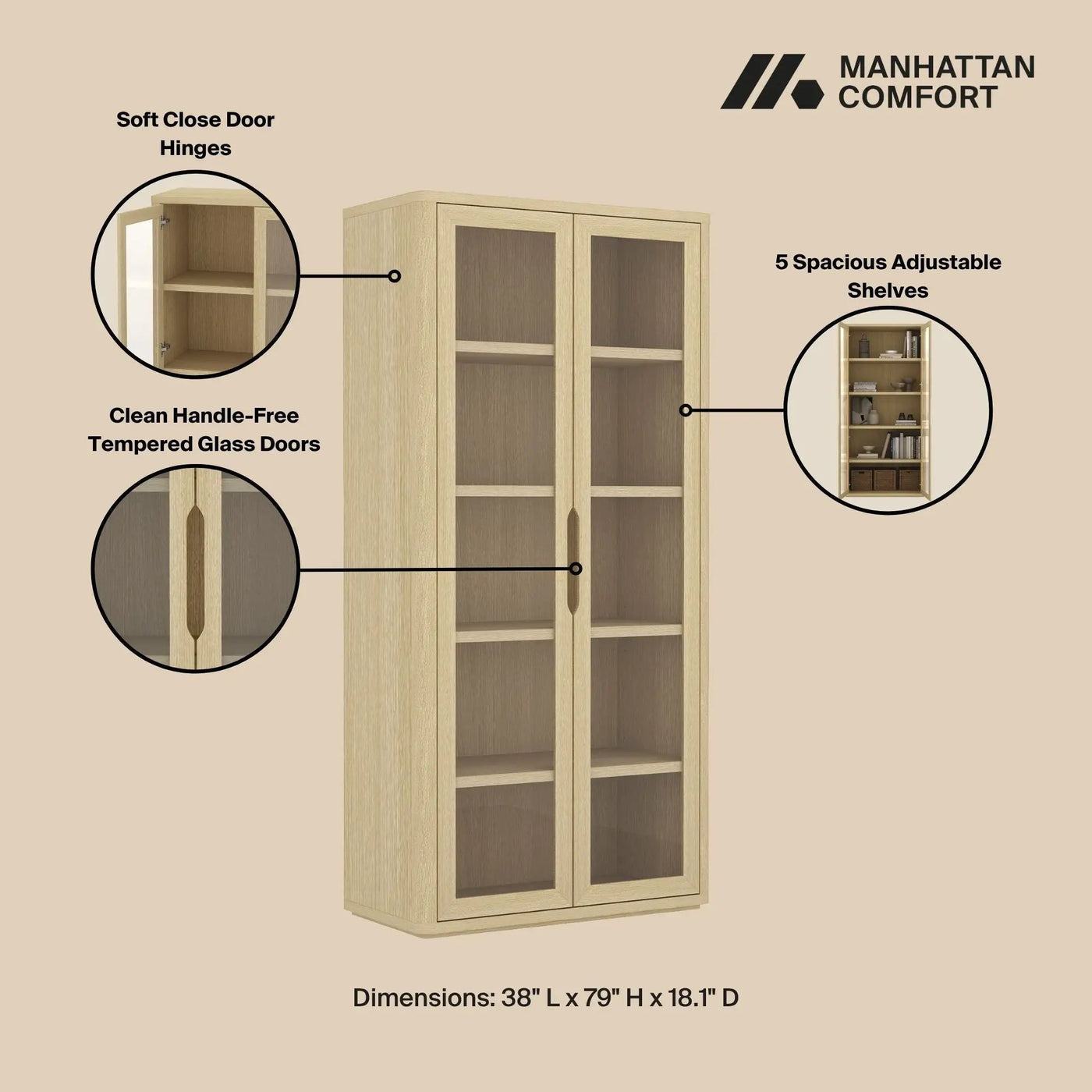 Rivington - Bookcase Cabinet With Glass Doors by HouseOfZazla