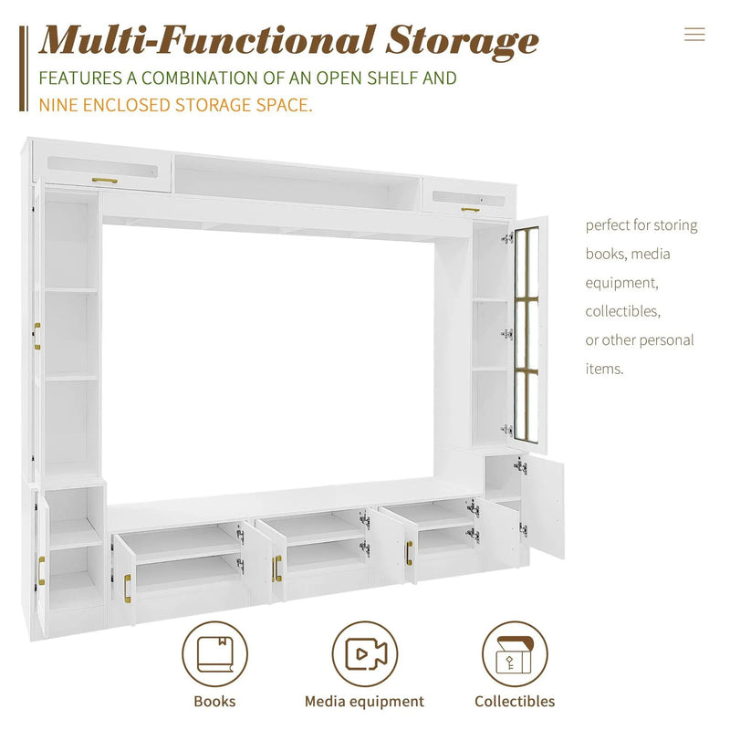 Wall Unit Entertainment Center With Bookshelves For TVs Up to 80" by HouseOfZazla