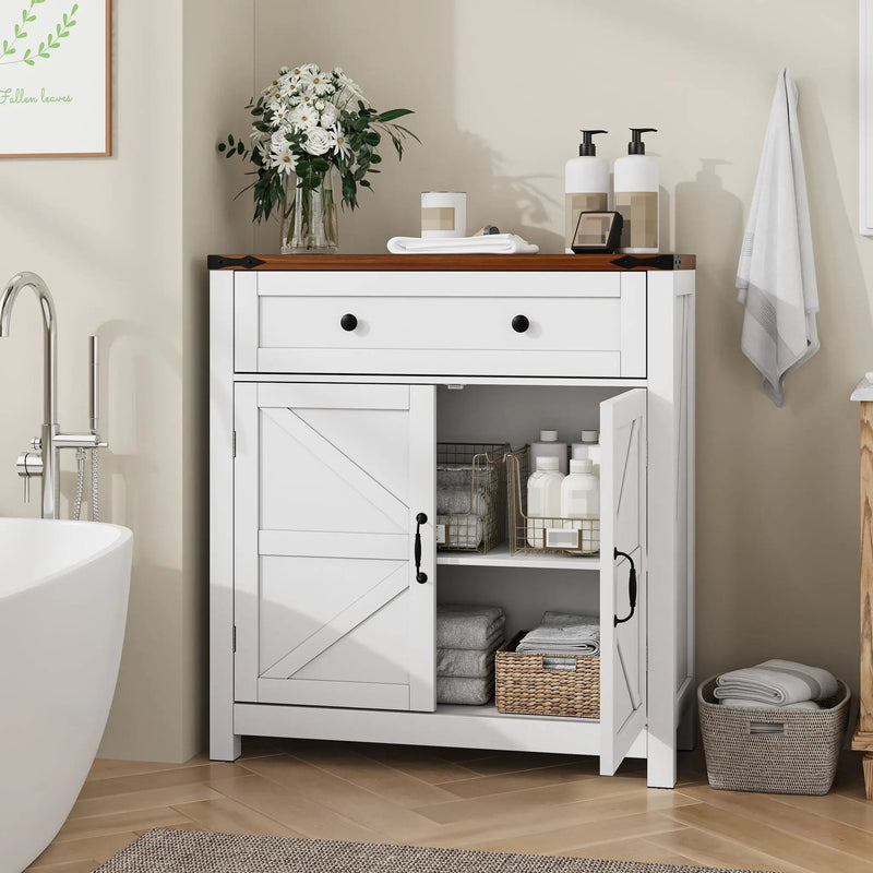 Farmhouse Storage Cabinet With Drawer And Adjustable Shelf by Unique Piece Furniture