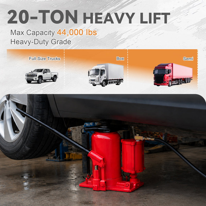 20 Ton Air Hydraulic Bottle Jack with Manual Pump - Steel, photo 3 of 6