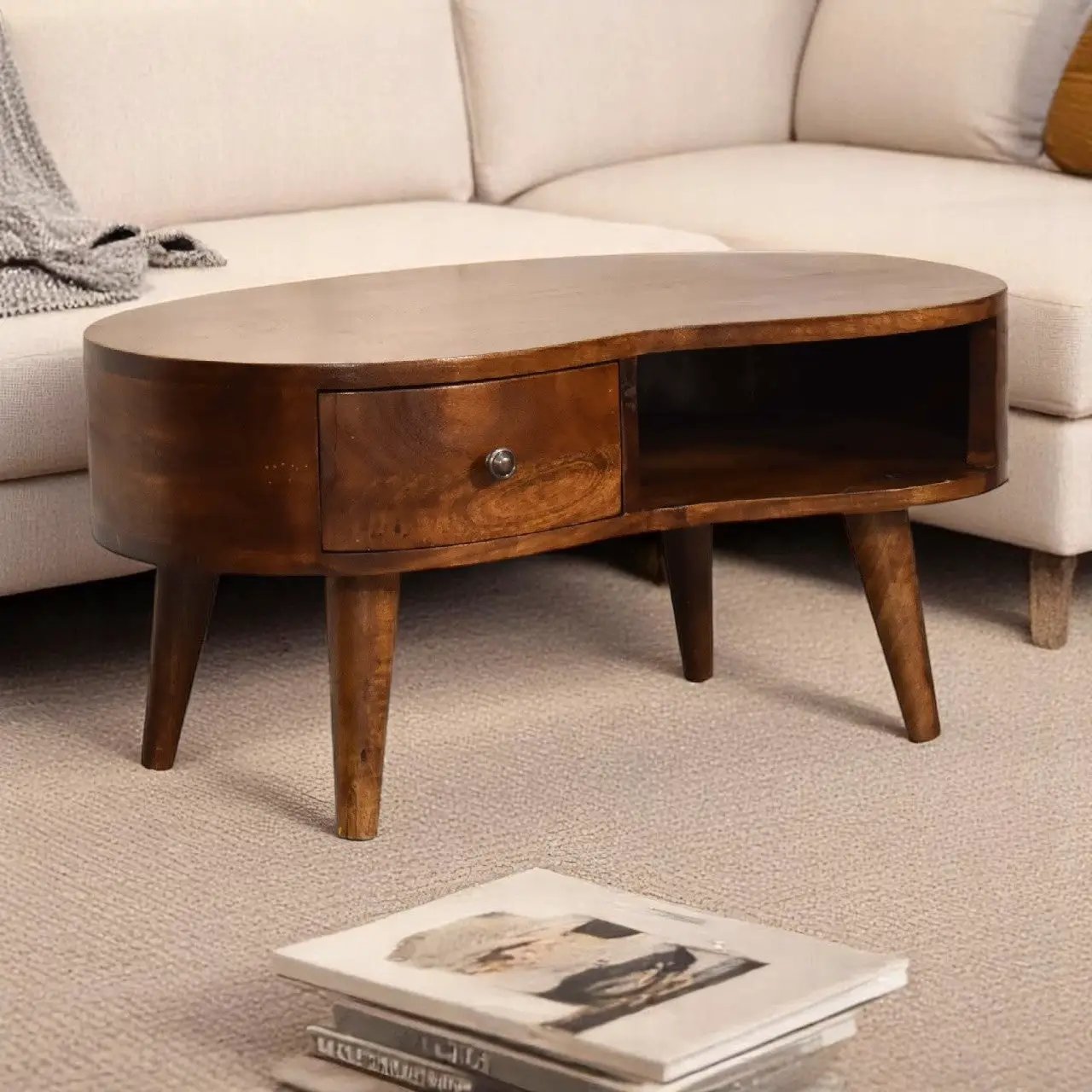 Solid Wood Mini Chestnut Wave Coffee Table by HouseOfZazla