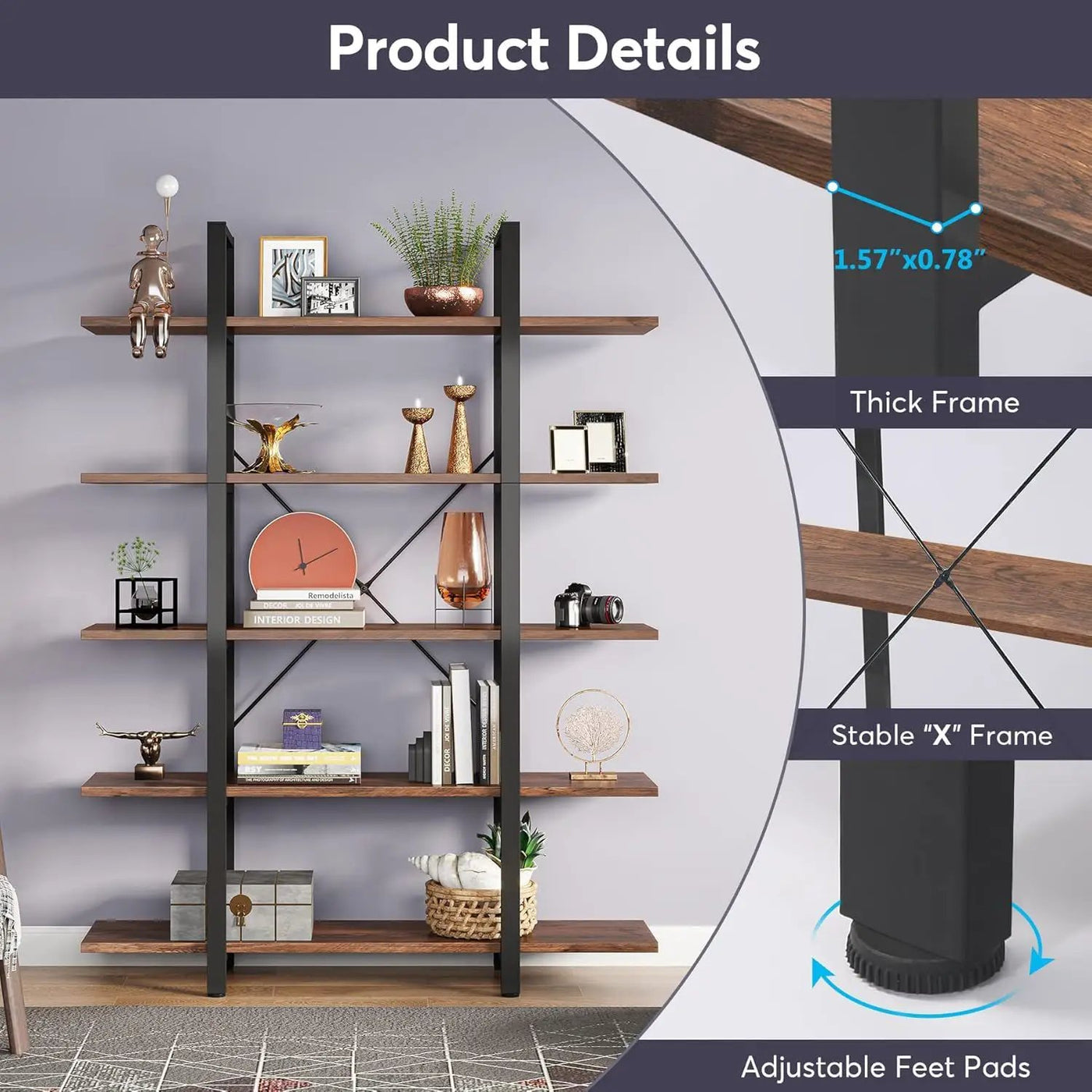 5 Tier Bookshelf For Home by HouseOfZazla