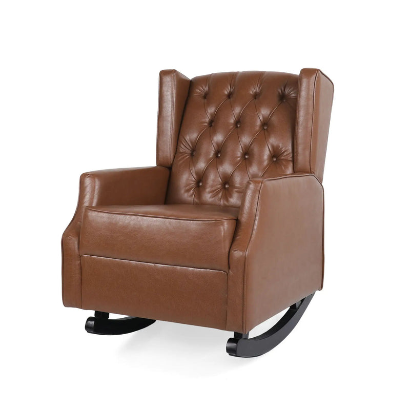 Moss - Upholstered Rocking Recliner With Diamond Tufting And Wingback - Light Brown by Unique Piece Furniture