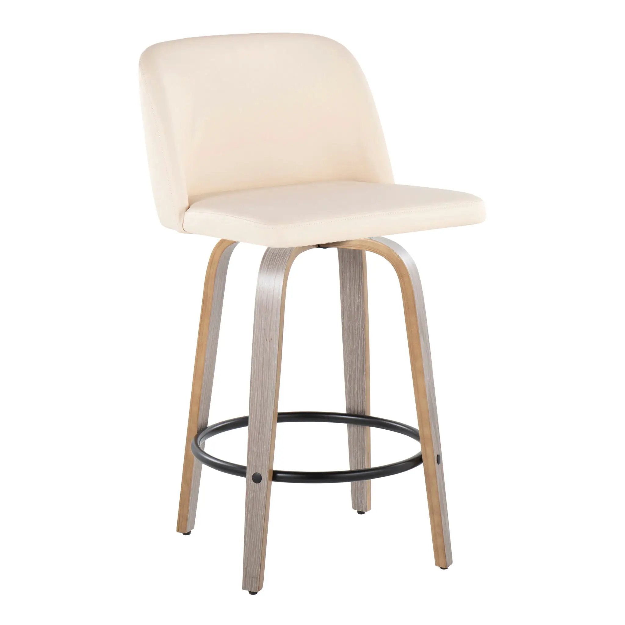 Toriano - Contemporary Fixed Height Counter Stool With Swivel & Round Footrest (Set of 2) by Unique Piece Furniture