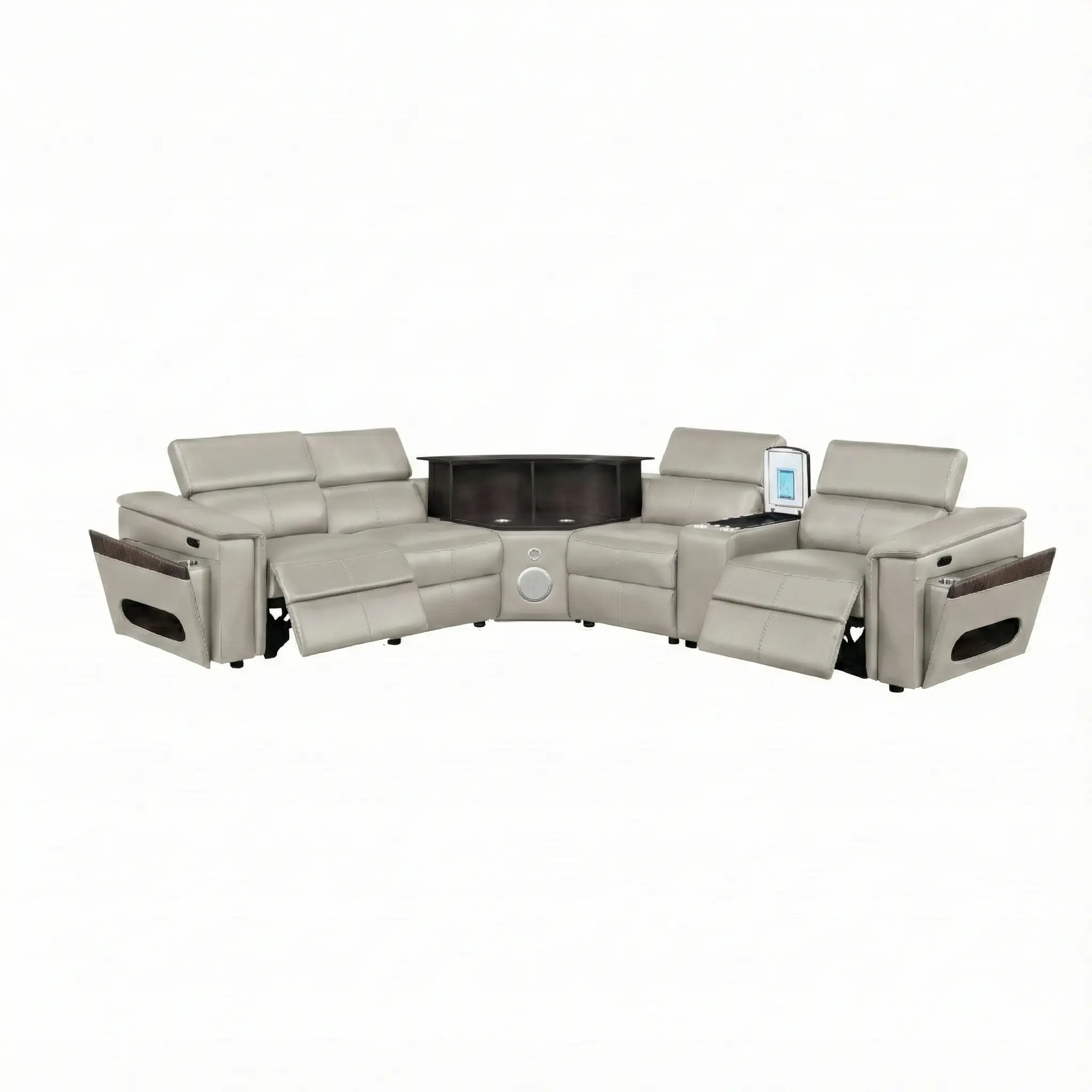Nova Modern Style Sectional with Console, Wedge, and Bluetooth by HouseOfZazla
