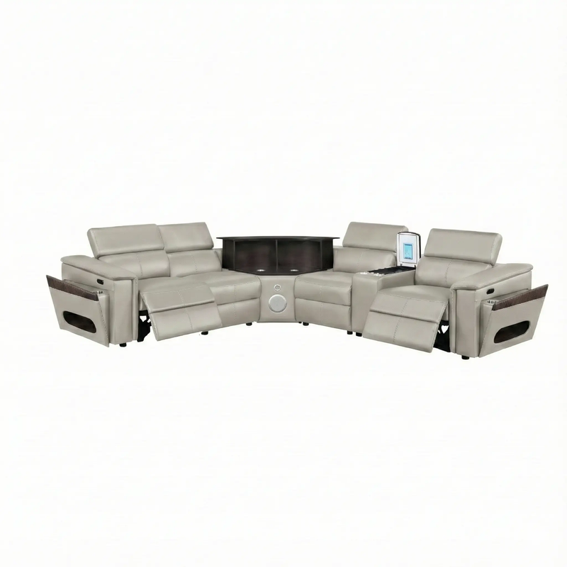 Nova Modern Style Sectional with Console, Wedge, and Bluetooth by HouseOfZazla