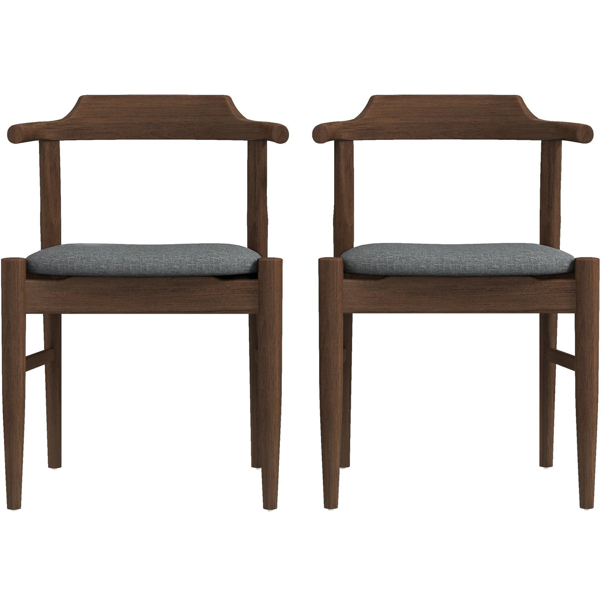 Mid-Century Modern Dining Chair Set of 2 with Solid Wood - Dark Gray, photo 6 of 11