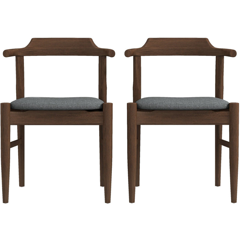 Mid-Century Modern Dining Chair Set of 2 with Solid Wood - Dark Gray, photo 6 of 11