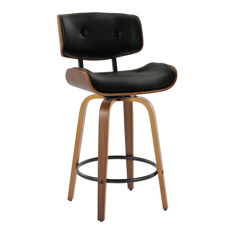 Lombardi - Mid-Century Modern Fixed Height Counter Stool With Swivel With Round Footrest (Set of 2) by Unique Piece Furniture