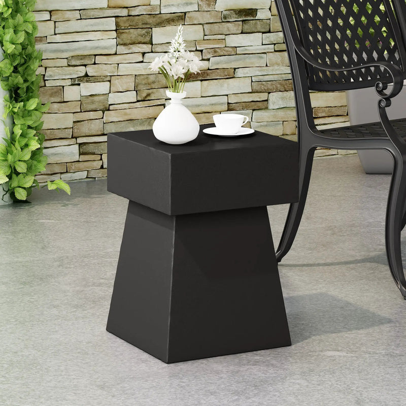 Outdoor Side Table, Patio End Table - Black by HouseOfZazla
