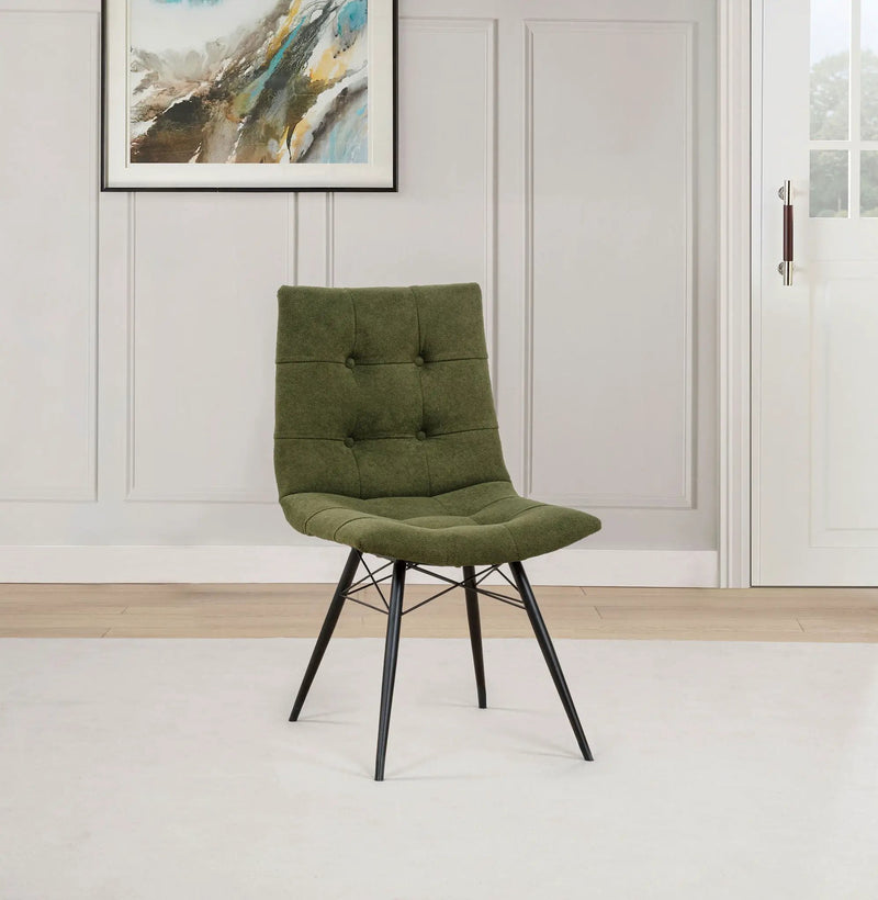 Aiken Fabric Upholstered Dining Side Chair Saddle Forest Green (Set of 4) by Unique Piece Furniture