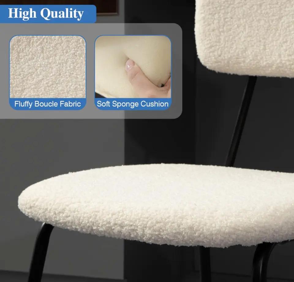 Bacyion Dining Room Chairs Set of 2 - Modern Boucle Fabric Kitchen Chairs, Dining Chairs with Metal Legs for Dining Room, Kitchen, Living Room by Selzalot