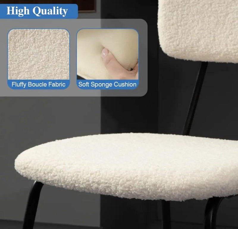 Bacyion Dining Room Chairs Set of 2 - Modern Boucle Fabric Kitchen Chairs, Dining Chairs with Metal Legs for Dining Room, Kitchen, Living Room by Selzalot