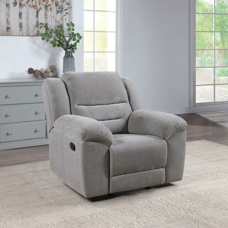 Sebring - Upholstered Glider Recliner Chair With Manual Recline And Smooth Gliding Motion - Gray by Unique Piece Furniture