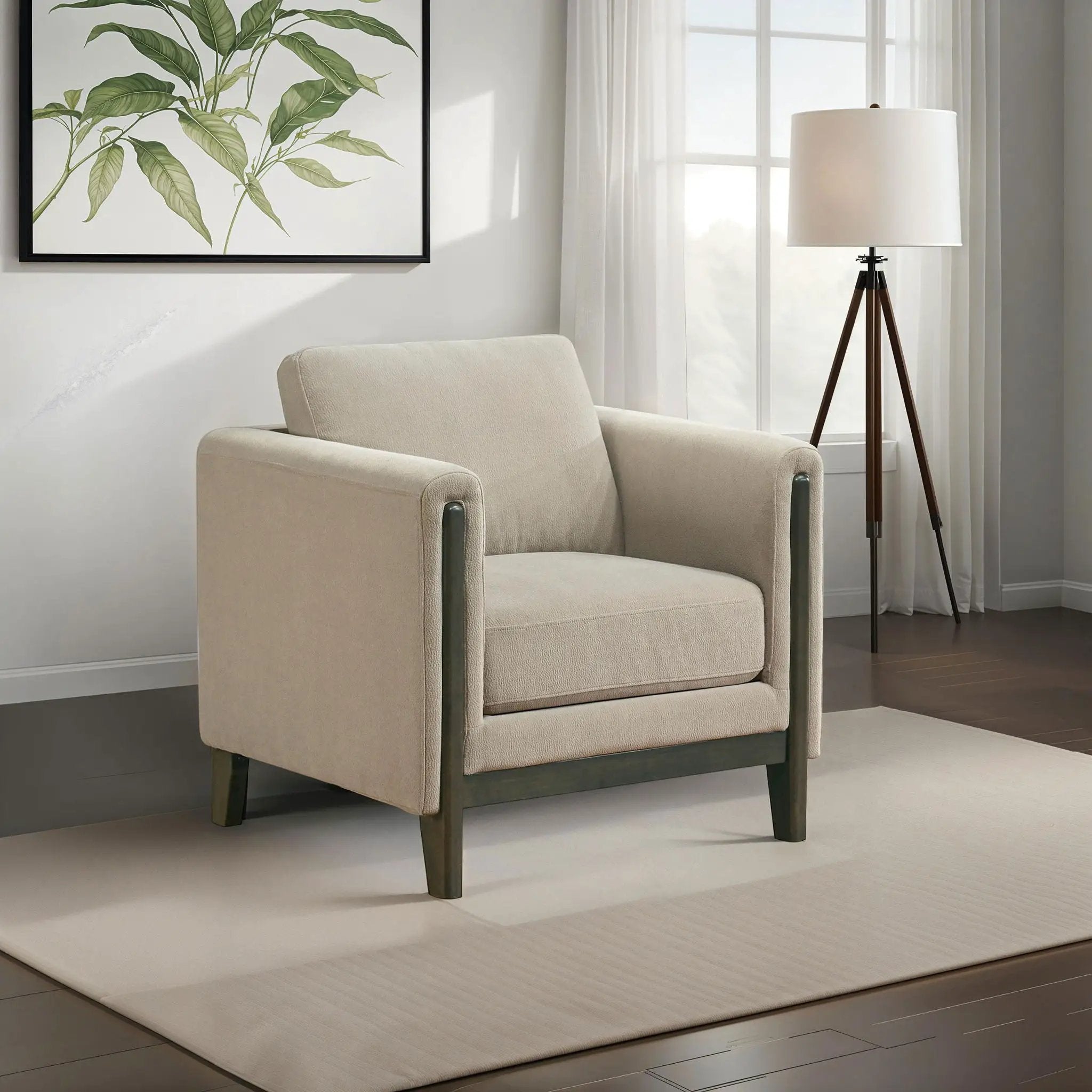Islington Fabric Upholstered Panel Arm Accent Chair Taupe by Unique Piece Furniture