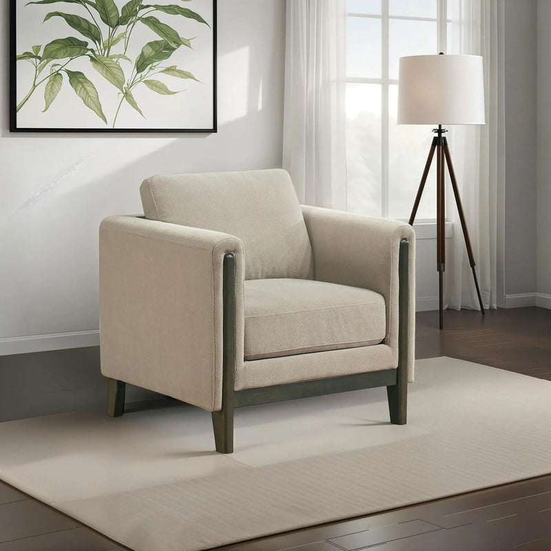 Islington Fabric Upholstered Panel Arm Accent Chair Taupe by Unique Piece Furniture