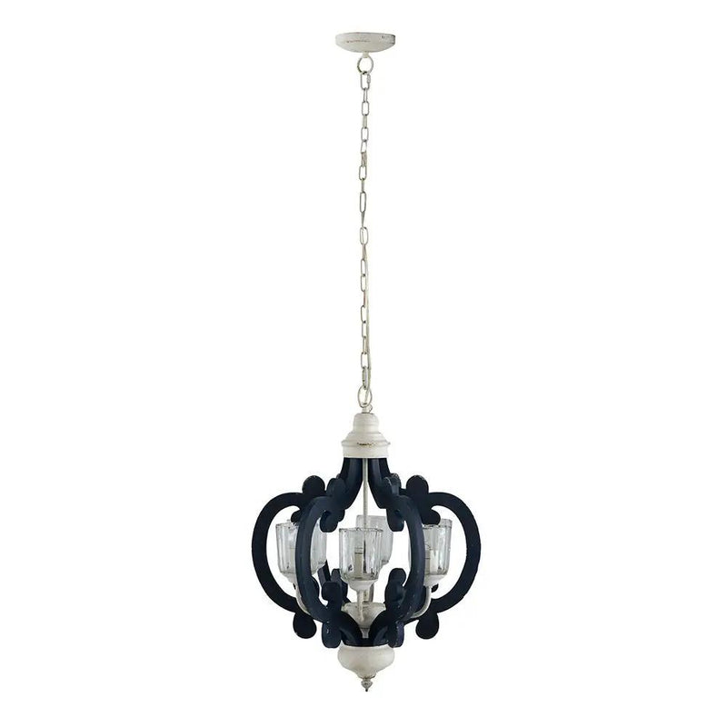 Wood Chandelier 6 Light Farmhouse Pendant Lighting Wood Hanging Light Fixture For Kitchen Living Dining Room, Bulb Not Included - Cream by HouseOfZazla