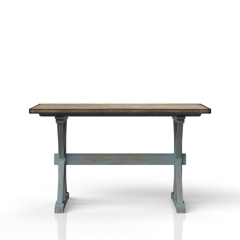 Aqua Blue X-Base Counter Height Dining Table with Solid Wood Construction