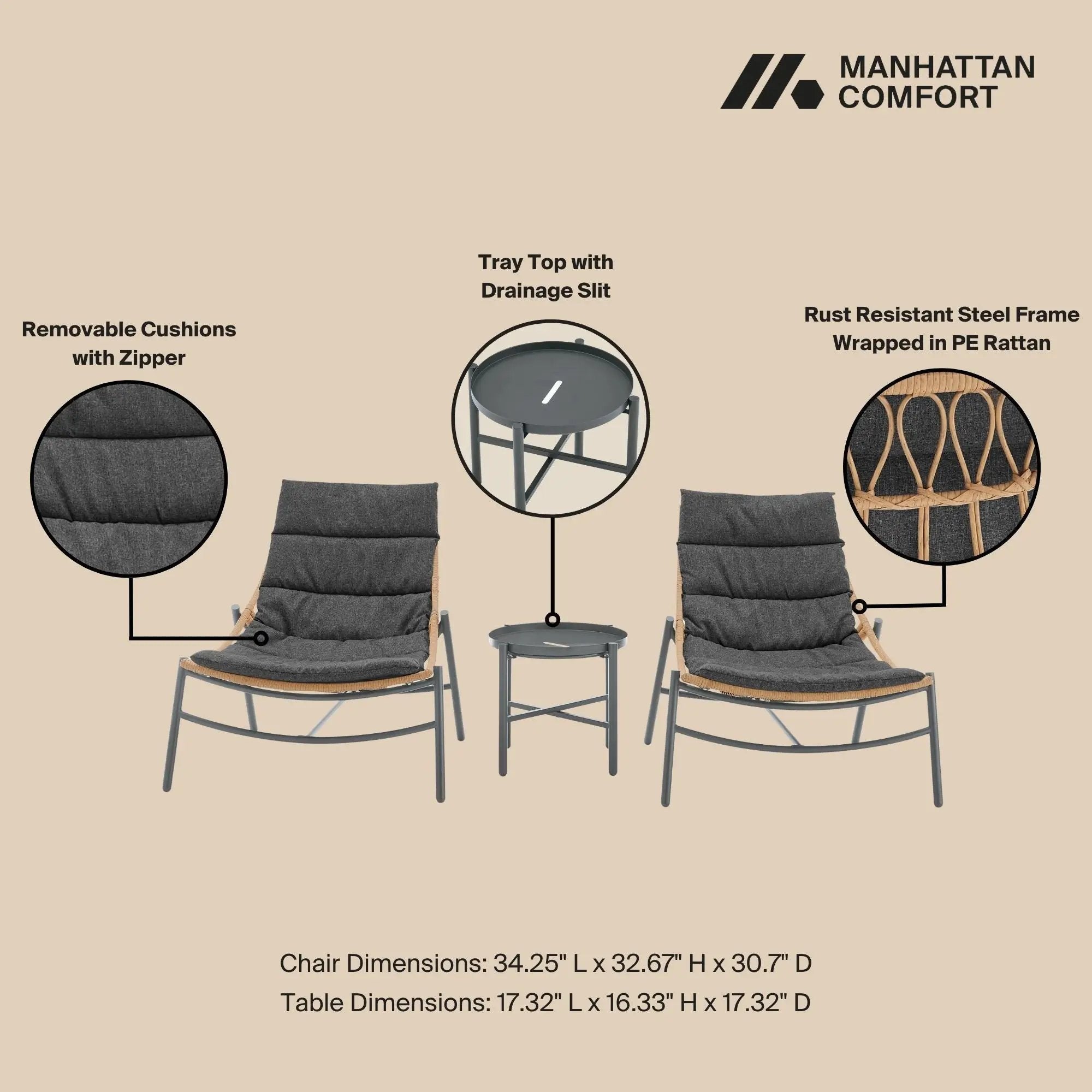 Sunset - 3 Piece Conversation Set by HouseOfZazla