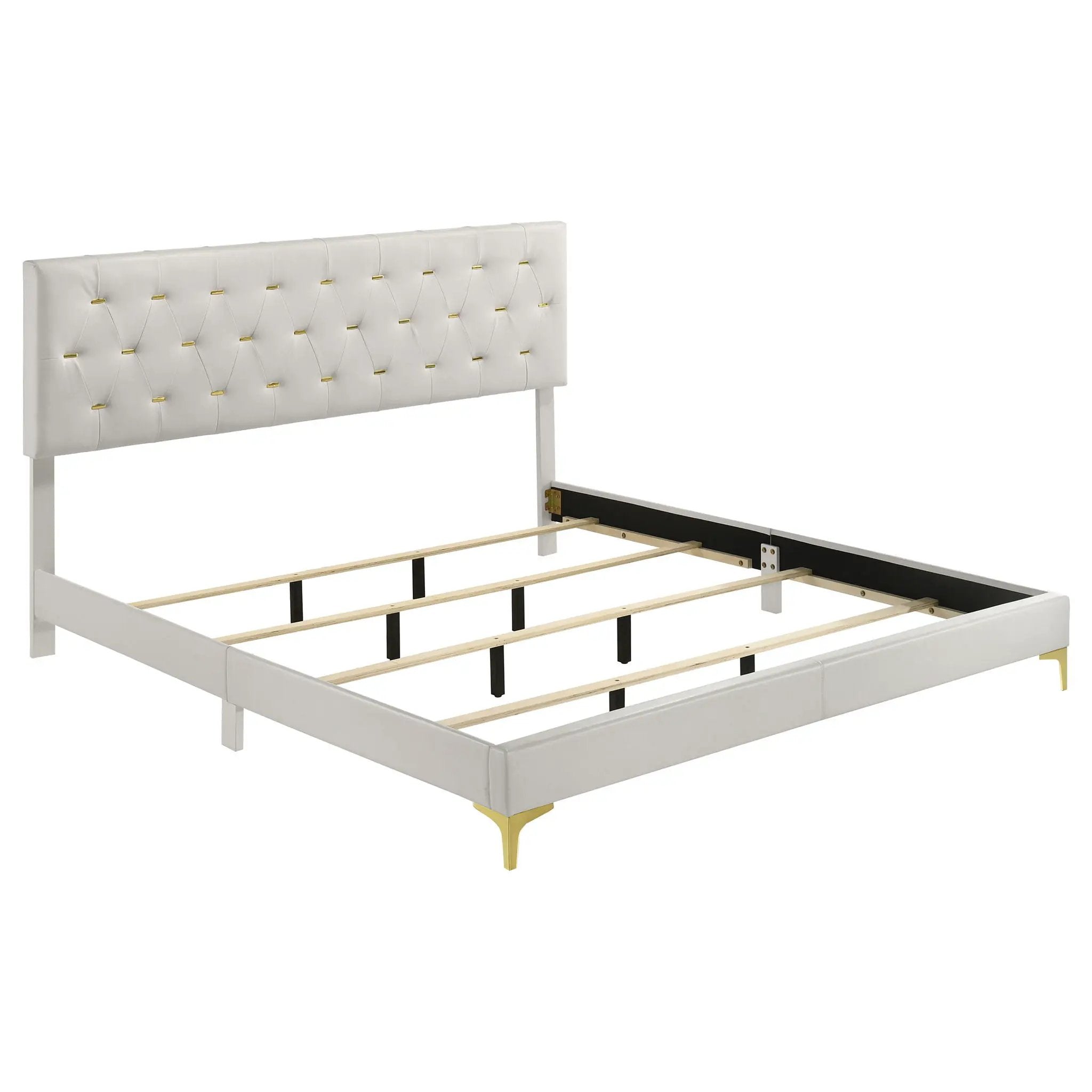Kendall Upholstered Eastern King Panel Bed White by Unique Piece Furniture
