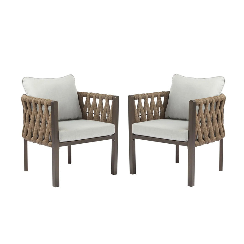 2 Pieces Outdoor Metal Patio Club Chair with Cushions by HouseOfZazla