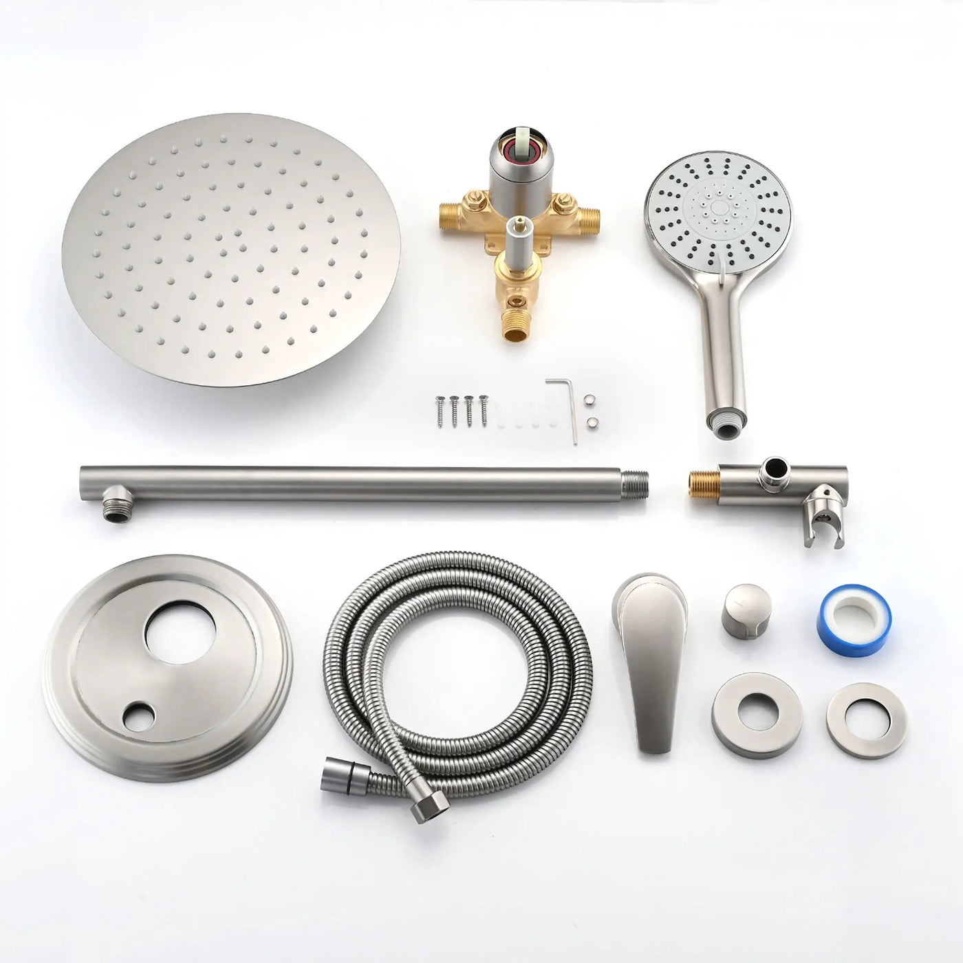 Wall Mounted Shower Set With High Pressure 10" Rain Shower Head And 5 Function Handheld Shower Head by HouseOfZazla