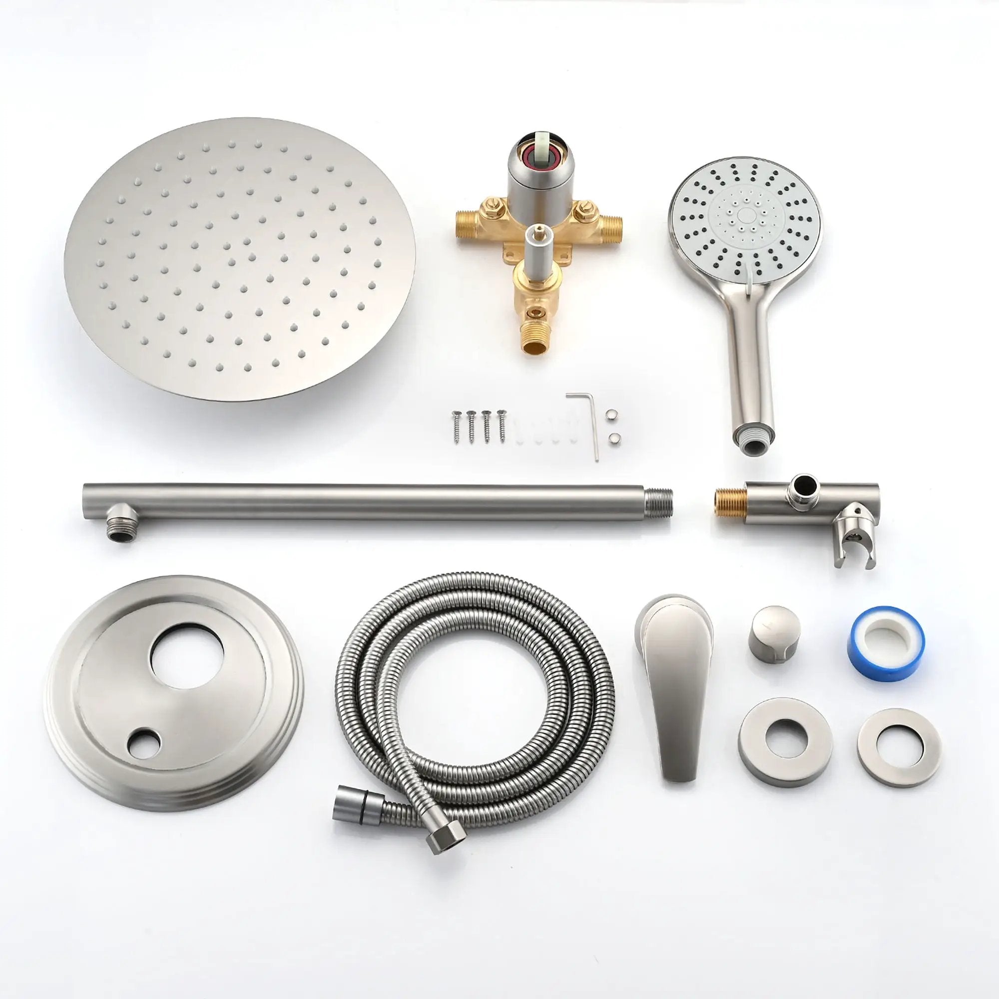 Wall Mounted Shower Set With High Pressure 10" Rain Shower Head And 5 Function Handheld Shower Head by HouseOfZazla