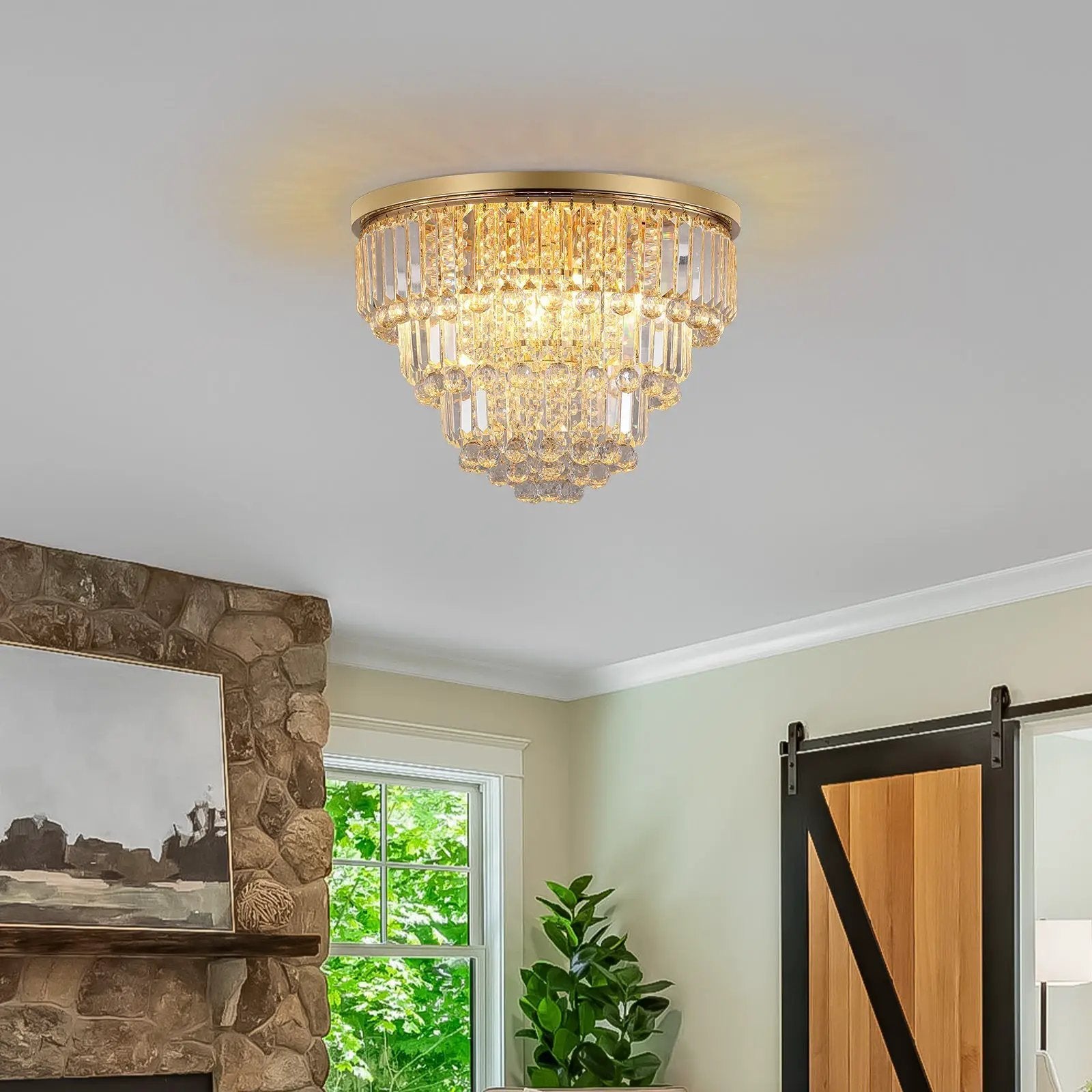 Gold Luxury Modern Style Crystal Ceiling Chandelier by HouseOfZazla