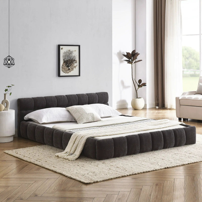 Modern Platform Bed Frame With Thick Fabric by Unique Piece Furniture