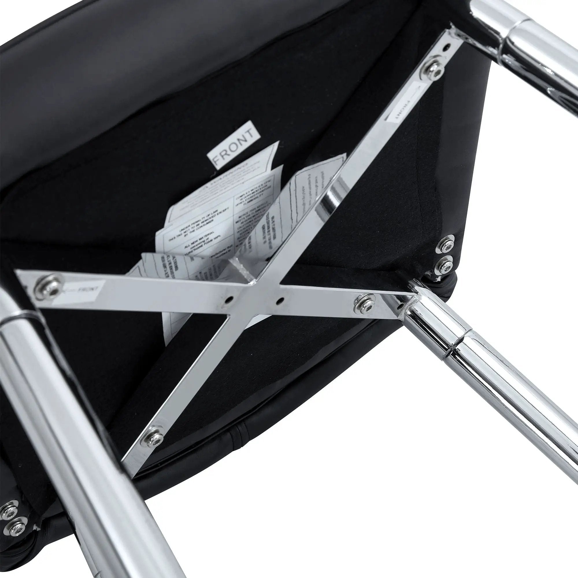 Modern Bar Chair Set Streamlined Backrest Metal Legs 2 Pieces - Black / Silver by HouseOfZazla