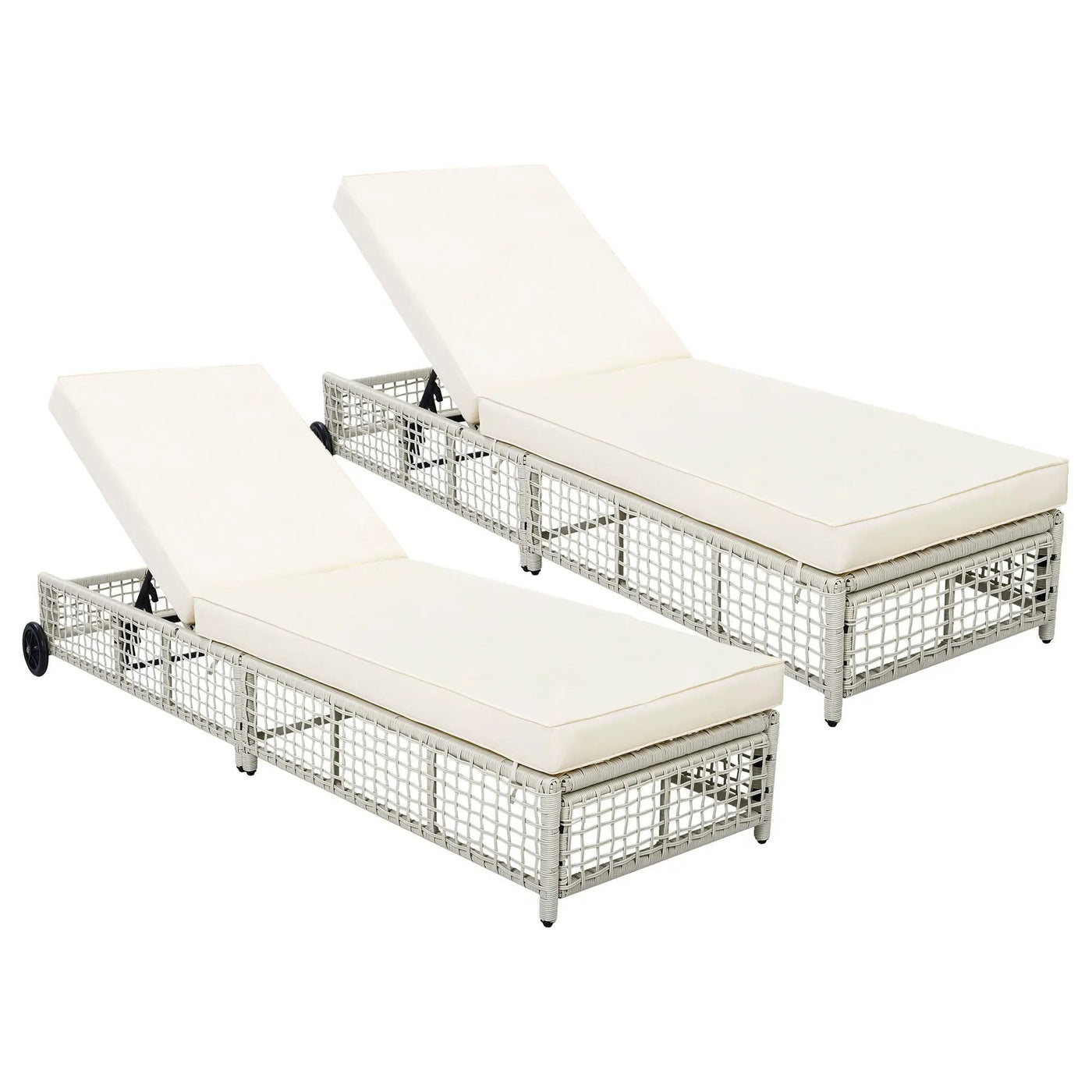 Outdoor Lounge Chair With 5 Position Backrest With Cushion And Wheels by HouseOfZazla