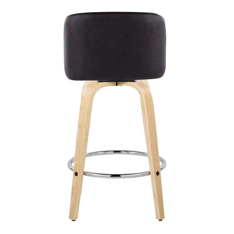 Toriano - Contemporary Fixed-Height Counter Stool With Swivel And Round Footrest (Set of 2) by HouseOfZazla