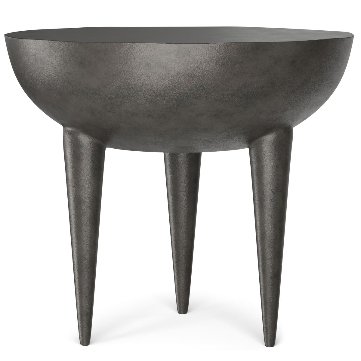 Cast Aluminum Side Table with Textured Finish - Black