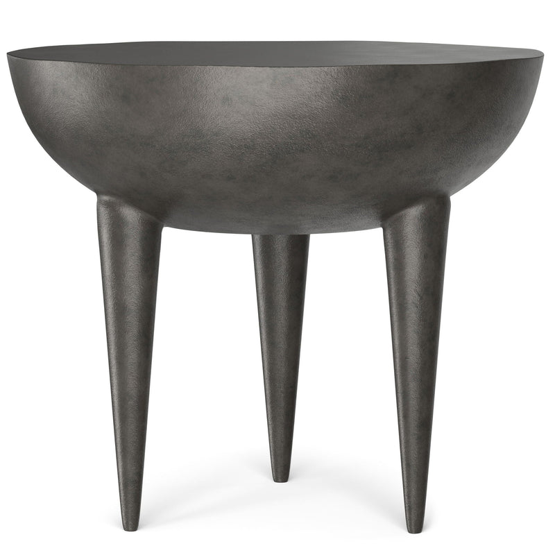 Cast Aluminum Side Table with Textured Finish - Black