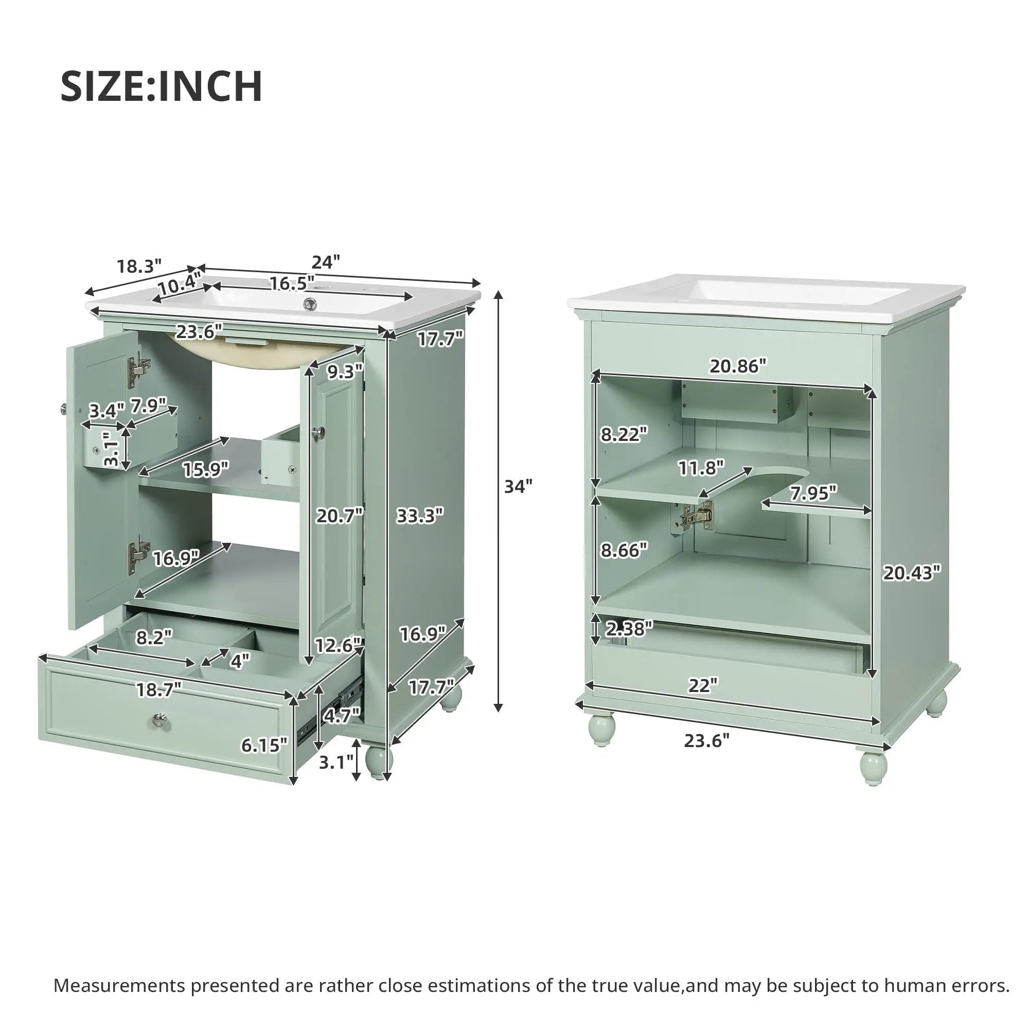 Modern Bathroom Vanity With Sink, Cabinet With Drawer And Dividers, Rectangular Storage Unit by Unique Piece Furniture